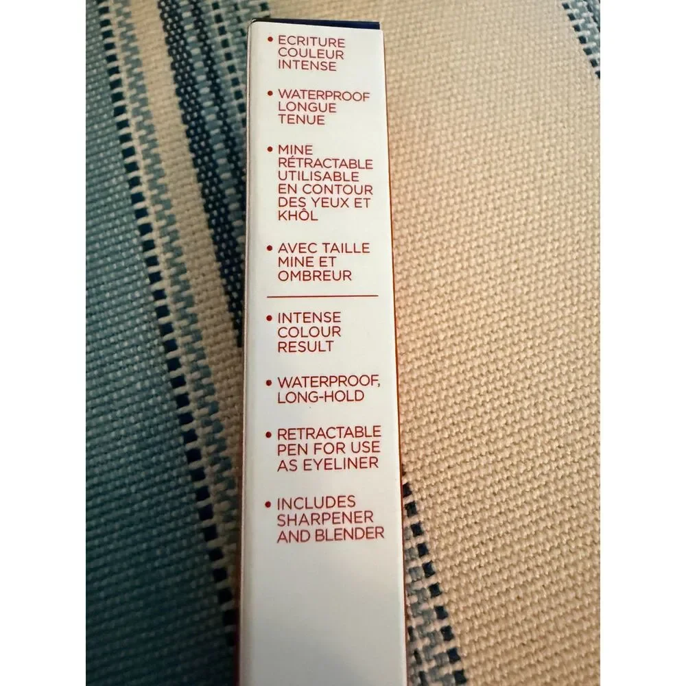 NIB Clarins Waterproof Highly Pigmented Retractable Eye Pencil in 01 Black Tulip